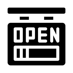 Open sign glyph icon