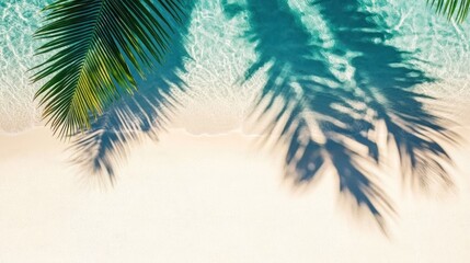 Fototapeta premium Tranquil beach scene with palm shadows on soft sand