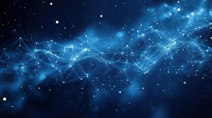 Abstract Technology Network Connection with Dots and Lines on Blue Background for Communication and Innovation in Digital Space