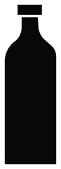 Cooking oil flate bottle icon in simple black outline, perfect for representing kitchen essentials, cooking, or food preparation themes with transparent background.
