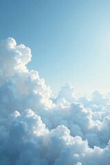 Fototapeta premium A Serene Panorama of Fluffy Cumulus Clouds Drifting Across a Vast, Azure Sky at Dawn