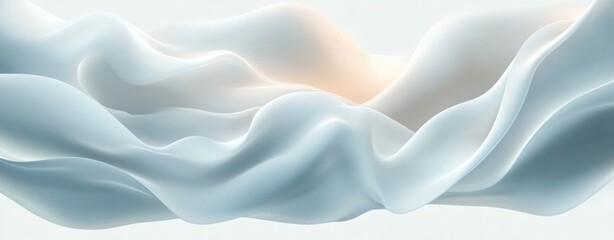 Fototapeta premium Abstract Minimalist White Waves Background with Radiant Light and Smooth Curves