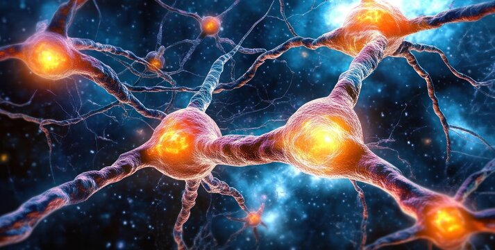 Interconnected Neurons in Surrealist Style Glowing Synapses and Vibrant Colors