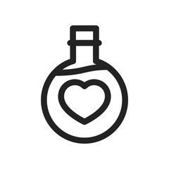 Black and White Line Art of Love Potion With Heart Symbol