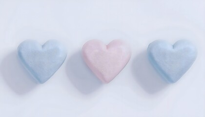 Fototapeta premium Festive Valentine's Day decorations: Sweetheart candies, pastel colors, arranged aesthetically.