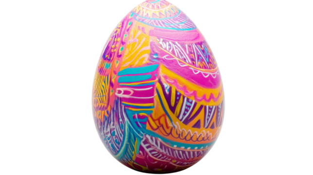 Colorful easter egg showing artistic decoration on transparent background