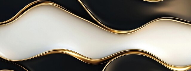 Elegant Abstract Background: Black, White, and Gold Wave Design, Luxury Texture, Modern Art