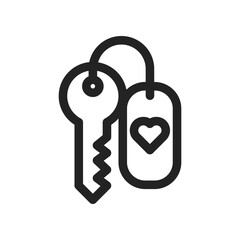 Key Icon with Heart Tag Representing Love and Security