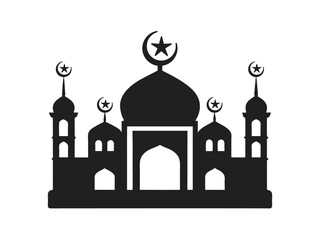Mosque simple icon, islamic worship place, muslim symbols, vector illustration. Flat mosque icon design vector, mosque silhouette. Hajj, umrah, ramadhan kareem, ied mubarak