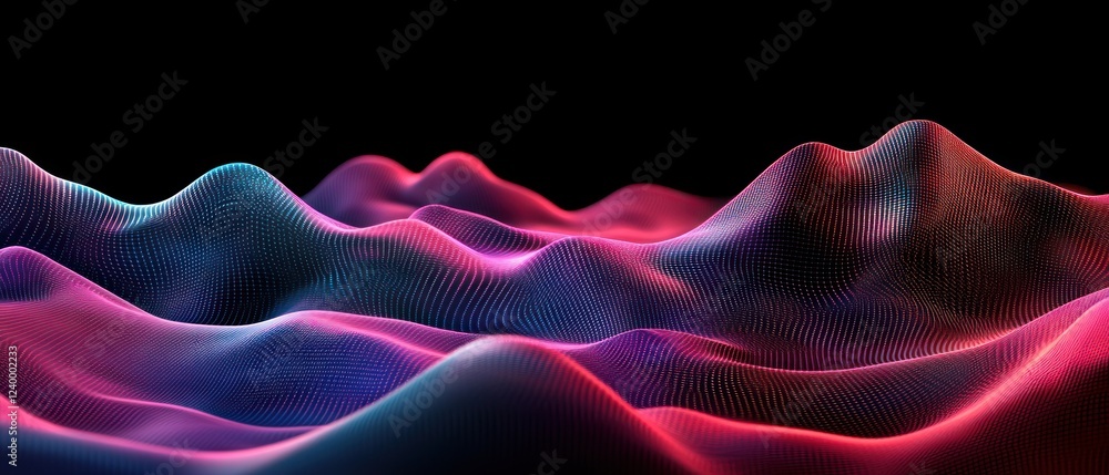 Poster abstract colorful wave patterns in a dark background