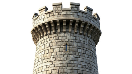 Medieval stone tower reaching for the sky on transparent background