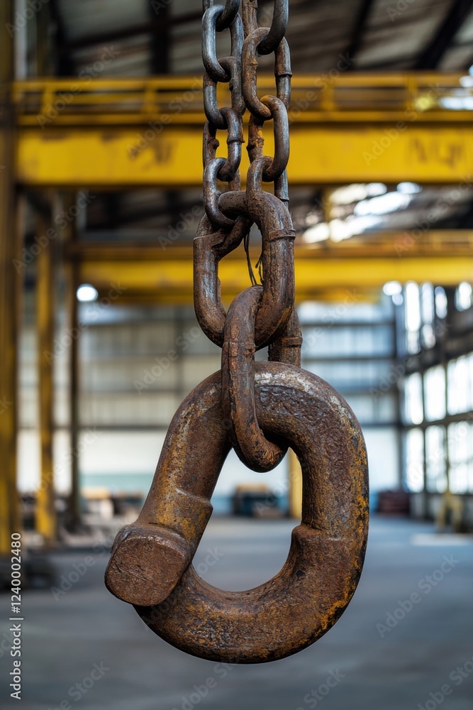 Poster rusty chain link in industrial setting