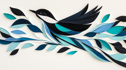 Minimalist Paper Quilling Art Featuring Clean Lines, Simple Shapes, and Elegant Color Palette, Ideal for Modern Home Decor
