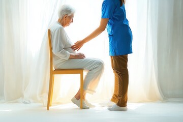 Knee Pain Rehabilitation Physical Therapist Senior Care Orthopedics Treatment Massage Stretching Support Health Care Geriatric Nurse Consultation