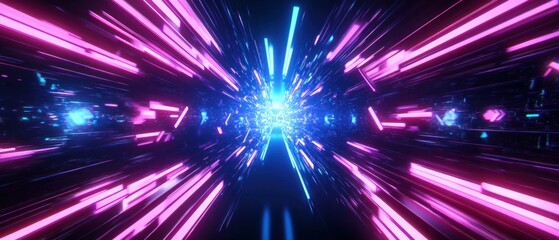 Fototapeta premium Vibrant abstract light tunnel with dynamic energy flow