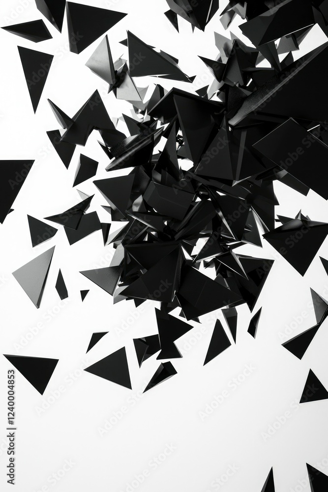 Aufkleber abstract black triangular forms exploding against white background