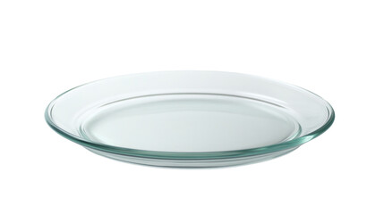 Empty round glass plate isolated on transparent background