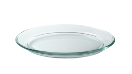 Empty round glass plate isolated on transparent background