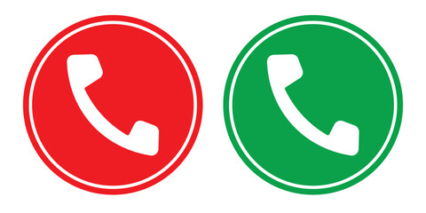 Vector Phone Call Icon Set. Answer And Decline Call Phone Button.