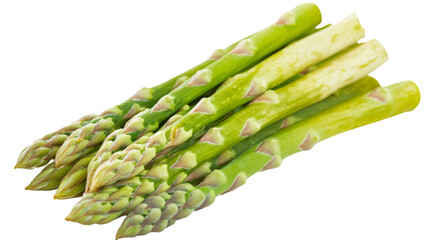 Fresh green asparagus spears lying on transparent background
