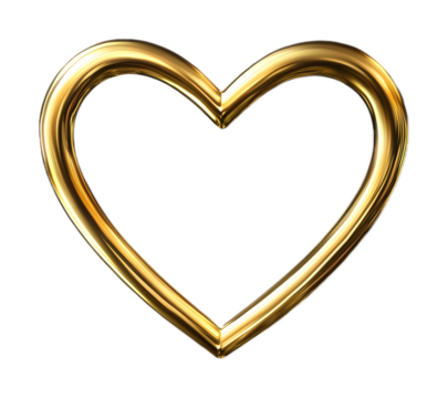 A gold heart frame, isolated on a transparent background