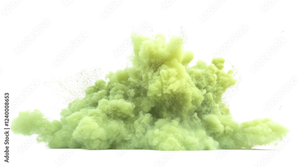 Poster realistic chartreuse smoke exploding on transparent background