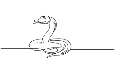 Snake in one continuous line. One line drawing, minimalism. Vector illustration. Snake One continuous line drawing. Snake in simple doodle style