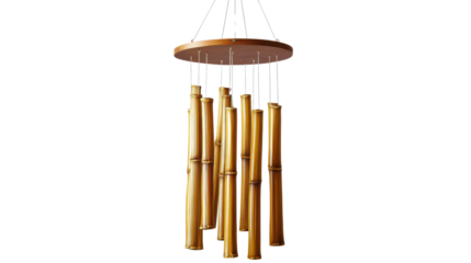Bamboo wind chime hanging with transparent background