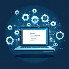 Laptop gears coding digital network technology