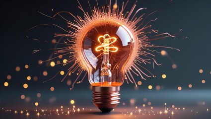 A Radiant Warm-Toned Light Bulb Adorned with Intricate Details.

