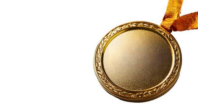 Gold medal on a white background. isolated background.
