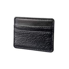 Naklejka premium A sleek black leather cardholder featuring multiple slots for cards, Isolated on white background.