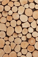 A collection of round wooden logs stacked together