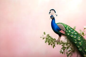Obraz premium Majestic Peacock Amidst Delicate Blooms, a Serene Scene.