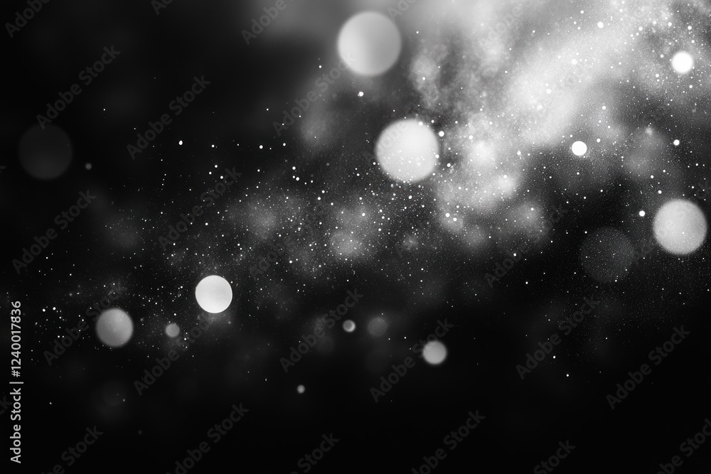 Poster abstract black and white bokeh lights background with soft focus and ethereal lighting