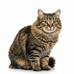 Obraz premium Fluffy Longhair Cat Sitting Studio Photo
