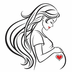 A beautiful pregnant woman lovingly caresses her belly, radiating happiness and the joy of expecting a new life.