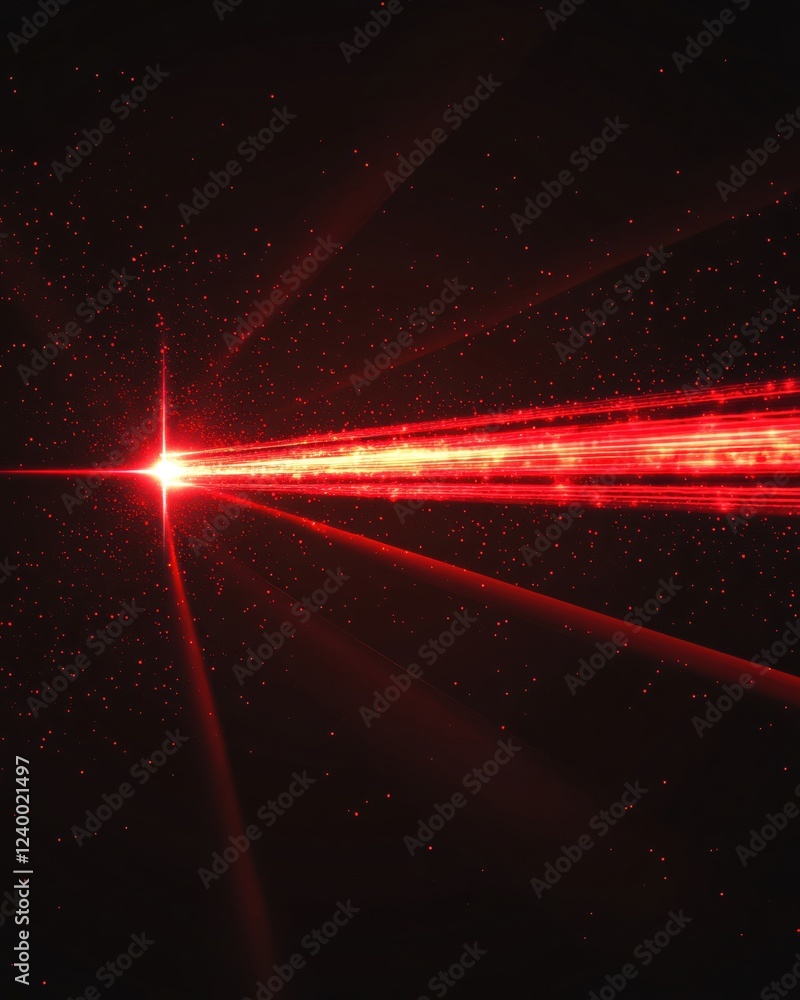 Poster red light streaks and particles on dark background creating a futuristic abstract effect
