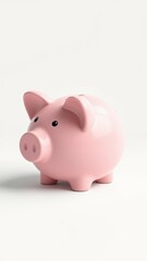 Cute pink piggy bank on a plain background for saving money and financial planning