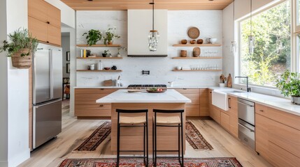 Modern Farmhouse Kitchen Design with Island and Natural Light