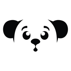 Cute panda head black and white illustration logo design 