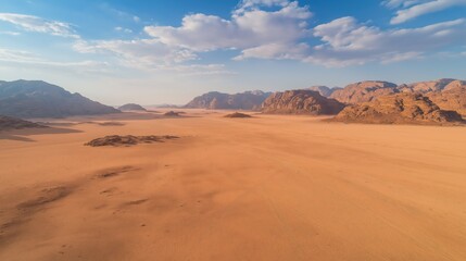 Fototapeta premium Vast Desert Landscape Under A Vibrant Blue Sky