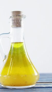 Cooking oil in glass container