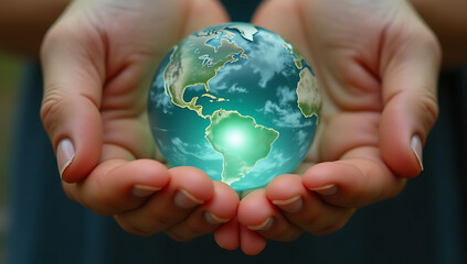 "A pair of hands holding a small Earth represents global unity, sustainability, and protecting the planet." – A compelling concept for environmental awareness and international cooperation.
