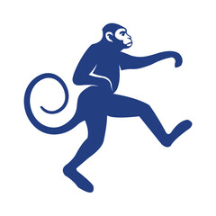 Long tailed monkey dancing illustrator logo design 