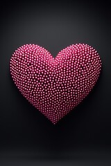 a close up of a heart made of small balls on a black background