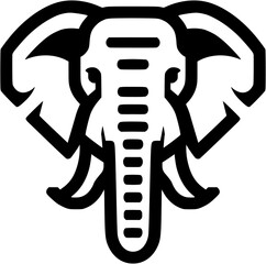 This flat vector elephant icon is ideal for elephant themed events, blending elegance and strength. Its minimalist black and white design works perfectly for branding or decor.