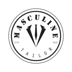 Set of Masculine Tie Tuxedo Suit Gentleman Fashion Tailor Clothes Vintage Classic Logo design.