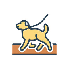 Color illustration icon for dog walk