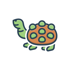 Color illustration icon for turtle